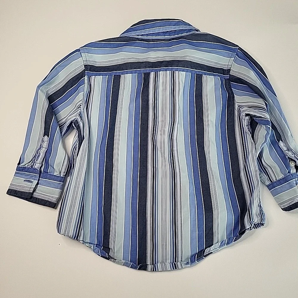 BABY GAP Y2K 2012‎ Button Up Blue Striped Shirt Toddler Boys 2T Years